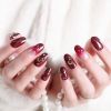 Wine Red False Fingernails Artificial False Nails Tips Wedding Nail Art Decoration; Moon and Star Fake Nails