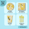 144 Piece Bumble Bee Party Supplies - Serves 24 Party Plates, Napkins, Cups, and Cutlery for What Will It Bee Gender Reveal Decorations