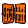 Wild Willies Arsenal Manicure and Pedicure Set, Men's Grooming Kit, Black, 10 Pieces