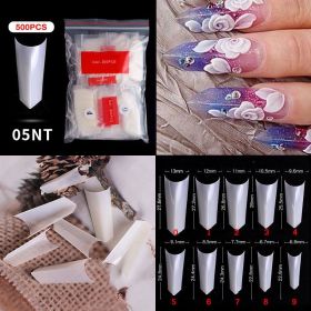 1 Bag 500PCS Artificial Nail Art Tips;  Coffin Long Square Stiletto Nail Fake Tips (Color: 05NT)