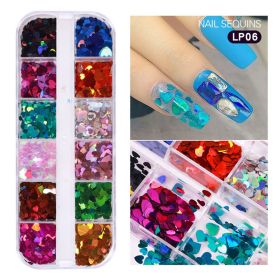 1Box Nail Art Decoration Love Designe Nail Sequins Symphony Laser Sparkle Small Red Heart Nails Ultra-thin Peach Heart Patch Jewelry (design: LP06)