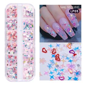 1Box Nail Art Decoration Love Designe Nail Sequins Symphony Laser Sparkle Small Red Heart Nails Ultra-thin Peach Heart Patch Jewelry (design: LP05)