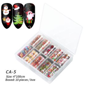 1 Box Nail Art Christmas Halloween Transfer Paper 10 Grid Set Colorful Laser Stickers Nail Art Transfer Paper Nail Decals (design: CA-5)