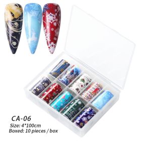 1 Box Nail Art Christmas Halloween Transfer Paper 10 Grid Set Colorful Laser Stickers Nail Art Transfer Paper Nail Decals (design: CA-6)