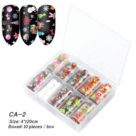 1 Box Nail Art Christmas Halloween Transfer Paper 10 Grid Set Colorful Laser Stickers Nail Art Transfer Paper Nail Decals (design: CA-2)