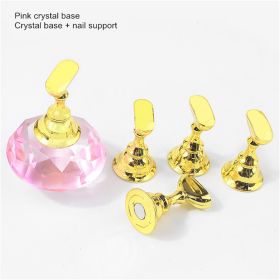 1set Nail Practice Holder Tool; Magnetic Training Display Stand With Crystal (Color: Pink)