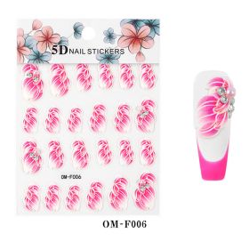 1 piece 2021 new technology thin transparent three-dimensional embossed flower system nail stickers 5D adhesive nail stickers embossed (design: OM-F006)