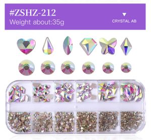 1 Box Different Shape Nail Stones 3D DIY Nail Art Crystal  Diamond Decoration Rhinestone (Color: #ZSHZ-212)