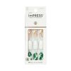 KISS imPRESS Medium Almond Gel Press-On Nails, Glossy Light White, 30 Pieces